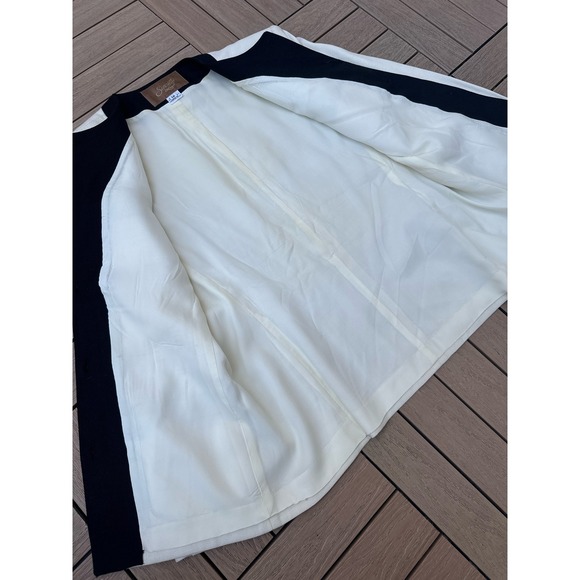 Saville off white Ivory gold tone buttons single breasted blazer black trim - Picture 7 of 7